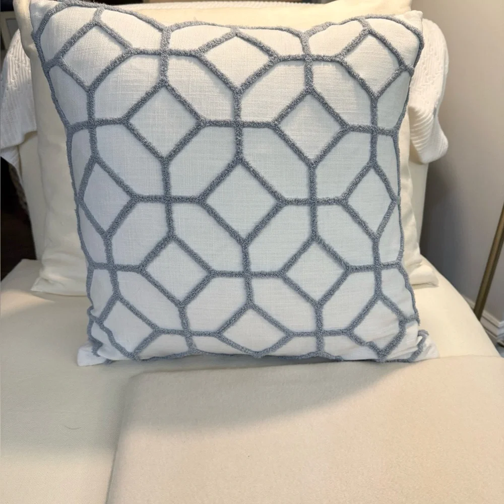 Ballard Design Inman Textured Trellis Pillow 20” Square Feather Insert Included